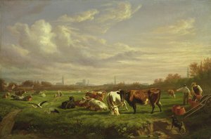 ダムトールの町の後ろにある牧草地、1856